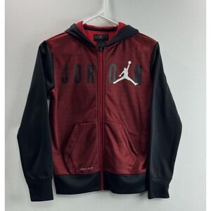 Nike Air Jordan Therma Fit Full Zip Hoodie Youth M Black / Red Jumpman
